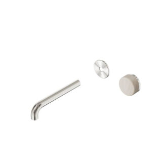 Nero Serenity Progressive Wall Basin Mixer 160mm Spout With Rome Travertine Handle Trim Kit Only Brushed Nickel