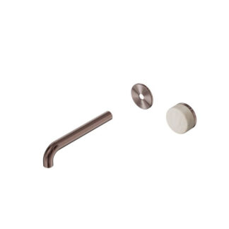 Nero Serenity Progressive Wall Basin Mixer 160mm Spout With Rome Travertine Handle Trim Kit Only Brushed Bronze
