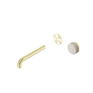 Nero Serenity Progressive Wall Basin Mixer 185mm Spout With Rome Travertine Handle Trim Kit Only Brushed Gold