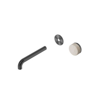 Nero Serenity Progressive Wall Basin Mixer 185mm Spout With Rome Travertine Handle Trim Kit Only Gun Metal