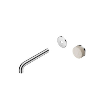 Nero Serenity Progressive Wall Basin Mixer 220mm Spout With Rome Travertine Handle Trim Kit Only Chrome