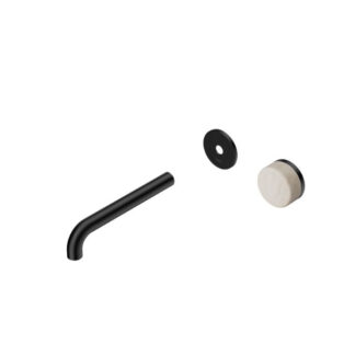 Nero Serenity Progressive Wall Basin Mixer 220mm Spout With Rome Travertine Handle Trim Kit Only Matte Black