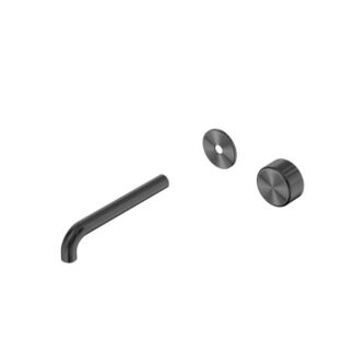 Nero Serenity Progressive Wall Basin Mixer 220mm Spout With Metal Handle Trim Kit Only Gun Metal
