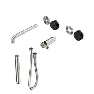 Nero Serenity Progressive Shower System With Spout With Marquina Black Handle And Slim Shower Trim Kit Only Brushed Nickel
