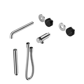 Nero Serenity Progressive Shower System With Spout With Marquina Black Handle And Slim Shower Trim Kit Only Chrome