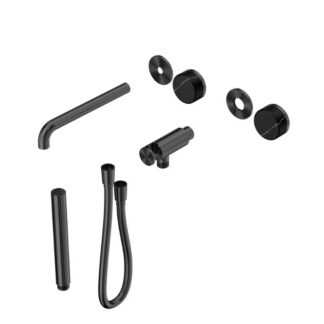 Nero Serenity Progressive Shower System With Spout With Marquina Black Handle And Slim Shower Trim Kit Only Gun Metal