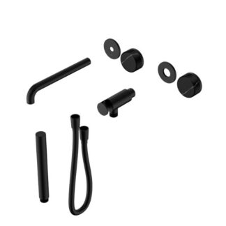 Nero Serenity Progressive Shower System With Spout With Marquina Black Handle And Slim Shower Trim Kit Only Matte Black