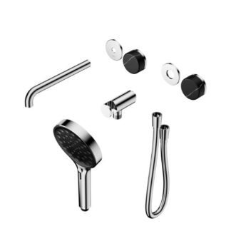 Nero Serenity Progressive Shower System With Spout With Marquina Black Handle And Serenity Hand Shower Trim Kit Only Chrome