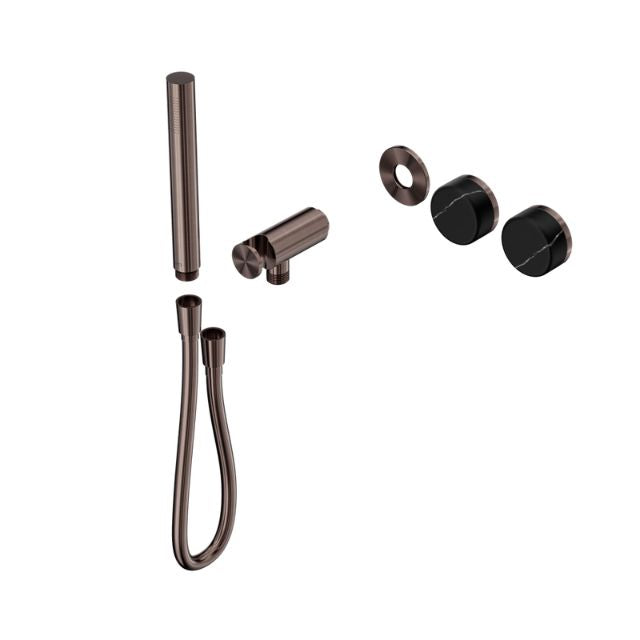 Nero Serenity Progressive Shower System With Marquina Black Handle And Slim Shower Trim Kit Only Brushed Bronze