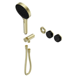 Nero Serenity Progressive Shower System With Marquina Black Handle And Serenity Hand Shower Trim Kit Only Brushed Gold