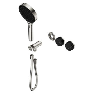 Nero Serenity Progressive Shower System With Marquina Black Handle And Serenity Hand Shower Trim Kit Only Brushed Nickel