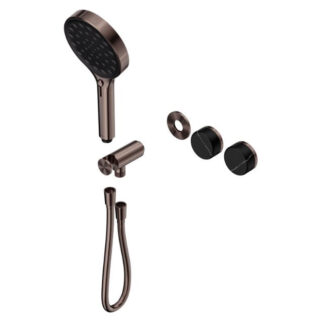 Nero Serenity Progressive Shower System With Marquina Black Handle And Serenity Hand Shower Trim Kit Only Brushed Bronze