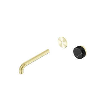 Nero Serenity Progressive Wall Basin Mixer 160mm Spout With Marquina Black Handle Trim Kit Only Brushed Gold