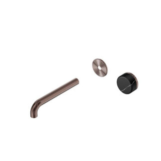Nero Serenity Progressive Wall Basin Mixer 185mm Spout With Marquina Black Handle Trim Kit Only Brushed Bronze