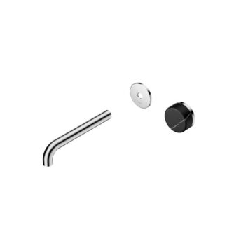 Nero Serenity Progressive Wall Basin Mixer 185mm Spout With Marquina Black Handle Trim Kit Only Chrome