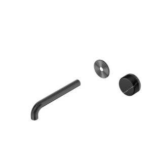 Nero Serenity Progressive Wall Basin Mixer 220mm Spout With Marquina Black Handle Trim Kit Only Gun Metal