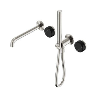 Nero Serenity Progressive Shower System With Spout With Marquina Black Handle And Slim Shower Brushed Nickel