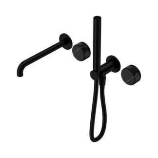 Nero Serenity Progressive Shower System With Spout With Marquina Black Handle And Slim Shower Matte Black