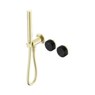 Nero Serenity Progressive Shower System With Marquina Black Handle And Slim Shower Brushed Gold