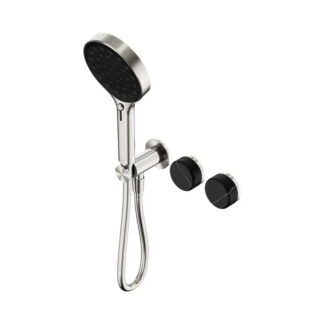 Nero Serenity Progressive Shower System With Marquina Black Handle And Serenity Hand Shower Brushed Nickel