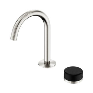 Nero Serenity Progressive Basin Mixer Arc Spout With Marquina Black Handle Brushed Nickel