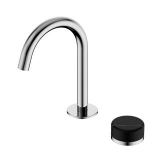 Nero Serenity Progressive Basin Mixer Arc Spout With Marquina Black Handle Chrome