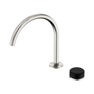 Nero Serenity Progressive Bath/Kitchen Mixer Arc Spout With Marquina Black Handle Brushed Nickel