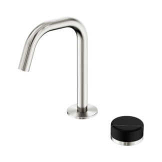 Nero Serenity Progressive Basin Mixer Edge Spout With Marquina Black Handle Brushed Nickel