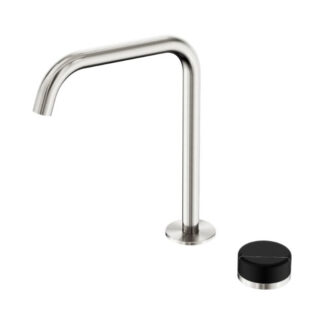 Nero Serenity Progressive Bath/Kitchen Mixer Edge Spout With Marquina Black Handle Brushed Nickel