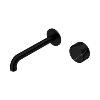 Nero Serenity Progressive Wall Basin Mixer 160mm Spout With Marquina Black Handle Matte Black
