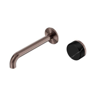 Nero Serenity Progressive Wall Basin Mixer 220mm Spout With Marquina Black Handle Brushed Bronze