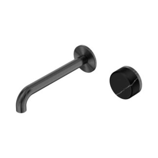 Nero Serenity Progressive Wall Basin Mixer 220mm Spout With Marquina Black Handle Gun Metal