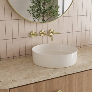 Nero Mecca Lever Wall Basin/Bath Set 160mm Spout Brushed Gold