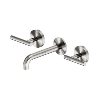 Nero Mecca Lever Wall Basin/Bath Set 160mm Spout Brushed Nickel