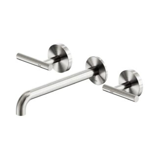 Nero Mecca Lever Wall Basin/Bath Set 220mm Spout Brushed Nickel