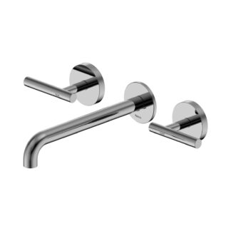 Nero Mecca Lever Wall Basin/Bath Set 220mm Spout Chrome