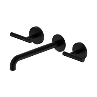 Nero Mecca Lever Wall Basin/Bath Set 220mm Spout Matte Black