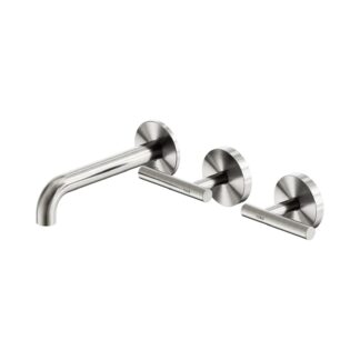Nero Mecca Lever Wall Basin/Bath Set 160mm Offset Spout Brushed Nickel
