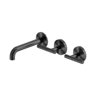 Nero Mecca Lever Wall Basin/Bath Set 160mm Offset Spout Gun Metal