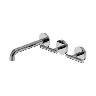 Nero Mecca Lever Wall Basin/Bath Set 185mm Offset Spout Chrome