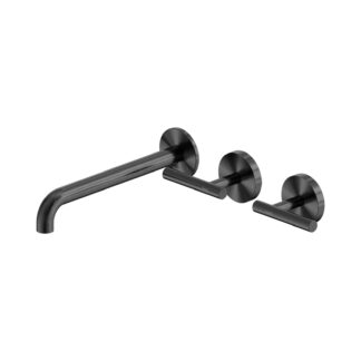Nero Mecca Lever Wall Basin/Bath Set 220mm Offset Spout Gun Metal