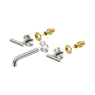 Nero Mecca Lever Wall Basin/Bath Set 160mm Spout Trim kits Only Brushed Nickel