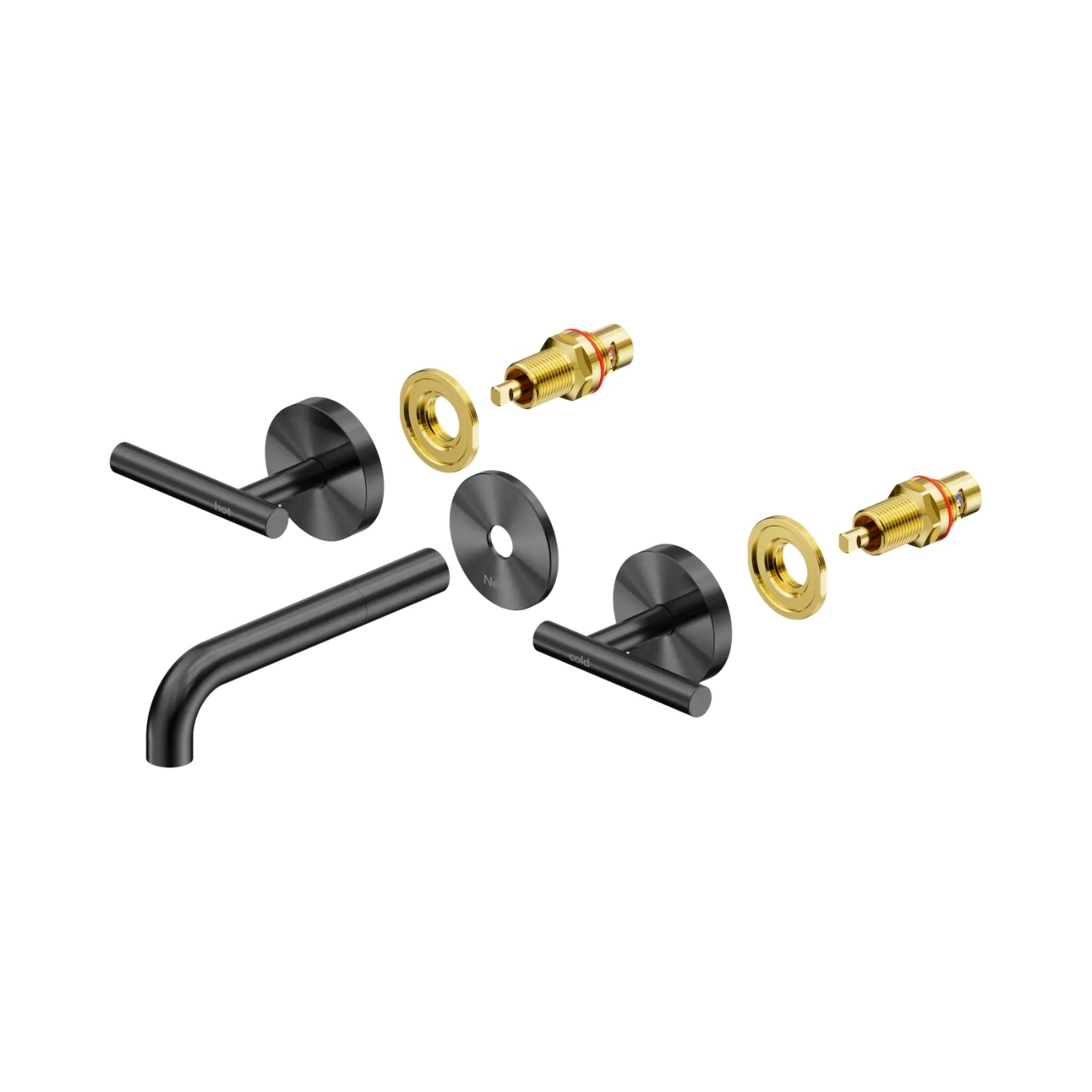 Nero Mecca Lever Wall Basin/Bath Set 160mm Spout Trim kits Only Gun Metal