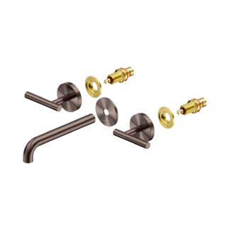 Nero Mecca Lever Wall Basin/Bath Set 185mm Spout Trim kits Only Brushed Bronze