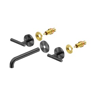 Nero Mecca Lever Wall Basin/Bath Set 185mm Spout Trim kits Only Gun Metal