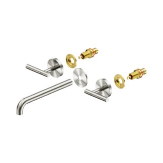 Nero Mecca Lever Wall Basin/Bath Set 220mm Spout Trim kits Only Brushed Nickel