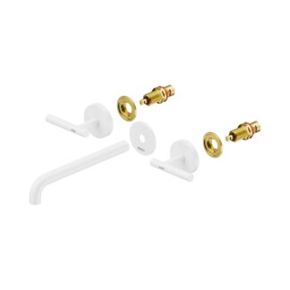 Nero Mecca Lever Wall Basin/Bath Set 220mm Spout Trim kits Only Matte White
