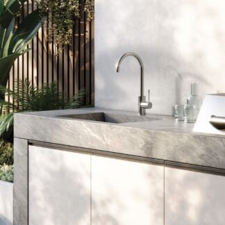 Phoenix Vivid Slimline 316 Stainless Steel Sink Mixer 200mm Gooseneck