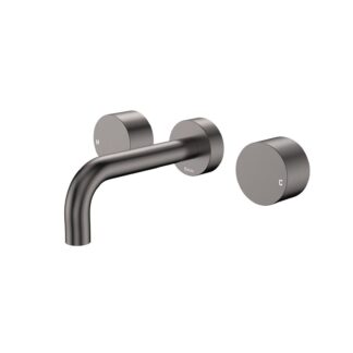 Fienza Kaya Round Taps Wall Basin/Bath 130mm Outlet Set Gun Metal