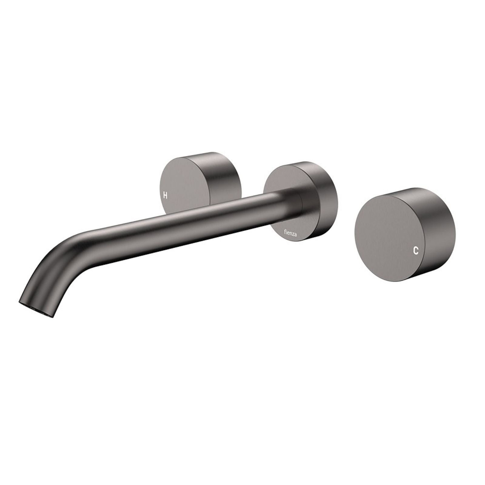 Fienza Kaya Round Taps Wall Basin/Bath 220mm Outlet Set Gun Metal